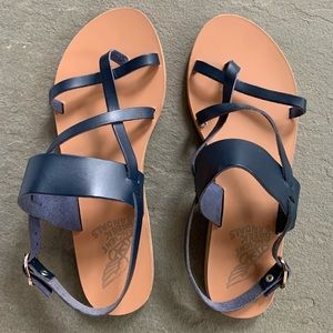 Ancient Greek sandals, new, marine blue, size 40
